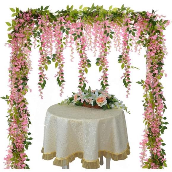 Wisteria Artificial Flowers Garland, 4 Pcs Total 28.8ft Artificial Wisteria Vine - Picture 6 of 7